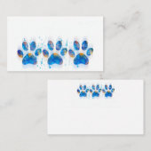 hondenpoot drukt blauw en wit waterverf ontwerp af visitekaartje (Voorkant / Achterkant)
