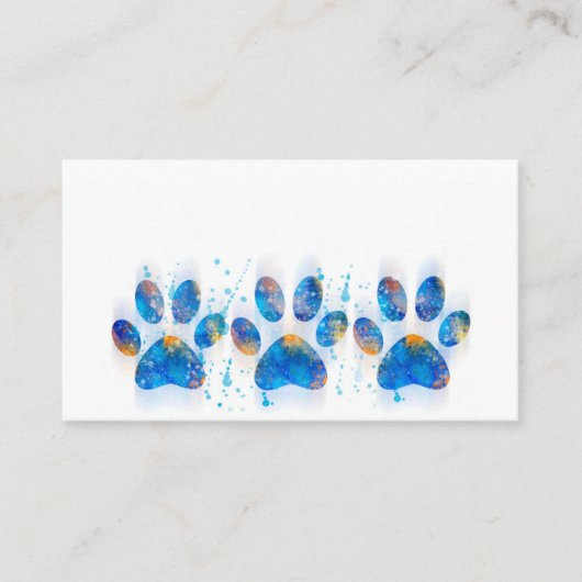 hondenpoot drukt blauw en wit waterverf ontwerp af visitekaartje (Voorkant)