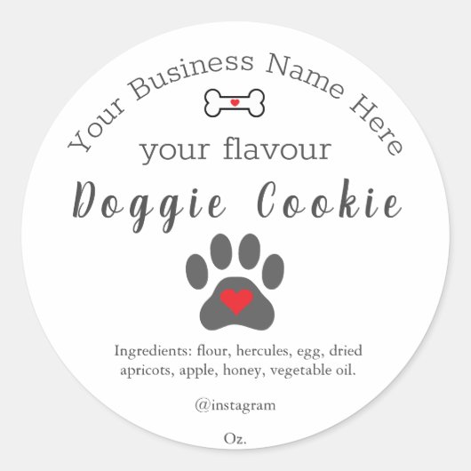 Hondenpoot Hondenkoekje op maat Ronde Sticker (Voorkant)