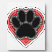 Hondenpoot in Rode Hart Met Contouren Fotoplaat (Voorkant)
