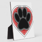 Hondenpoot in Rode Hart Met Contouren Fotoplaat (Zijkant)