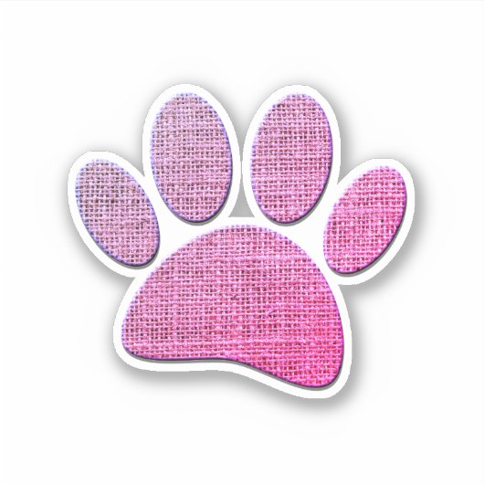 Hondenpoot juteprint in roze sticker (Voorkant)
