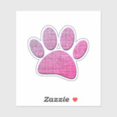 Hondenpoot juteprint in roze sticker (Vel)