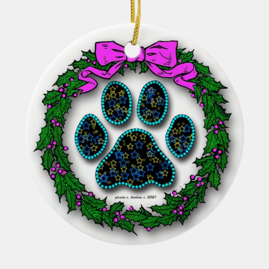 Hondenpoot Kerst Ornament (Voorkant)