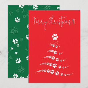 Hondenpoot kerstboom   Furry Christmas Feestdagenkaart