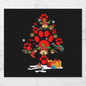 Hondenpoot Kerstboom Grappige Vrolijke Kerstmis Sparkling Wijnetiket (Enkel label)