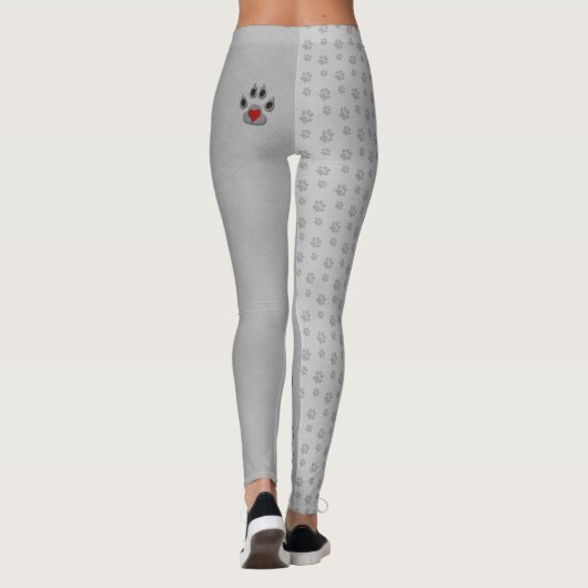 Hondenpoot met grijs en hartpoot accent leggings (Achterkant)