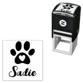 Hondenpoot met Hart en Aangepaste Naam Handtekenin Zelfinktende Stempel (In situ)
