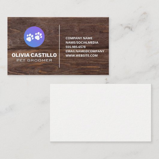 Hondenpoot | Rustic houten borden Visitekaartje (Voorkant / Achterkant)