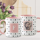 Hondenpoot Wit Roze Zwart Monogram Foto Mok