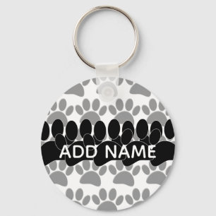 Hondenpootafdruk Aangepaste Gepersonaliseerde Naam Sleutelhanger