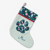 Hondenpootafdruk Aangepaste Naam Kerststok Kleine Kerstsok (Voorkant (Hangend))