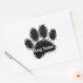 Hondenpootafdruk Aangepaste Naam Rubber Stempel Ef Ronde Sticker (Envelop)