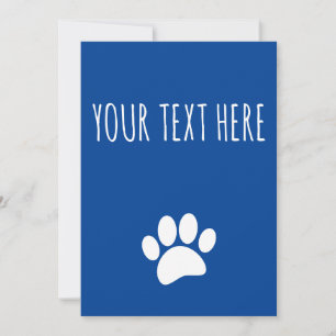 Hondenpootafdruk aangepaste tekst blauw kaart