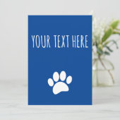 Hondenpootafdruk aangepaste tekst blauw kaart (Staand voorkant)