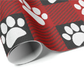Hondenpootafdruk Buffalo gespeeld in zwart en rood Cadeaupapier (Rol Hoek)