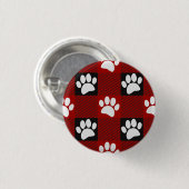 Hondenpootafdruk Buffalo gespeeld in zwart en rood Ronde Button 3,2 Cm (Voorkant /achterkant)