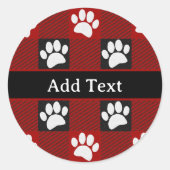 Hondenpootafdruk Buffalo gespeeld in zwart en rood Ronde Sticker (Voorkant)