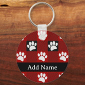 Hondenpootafdruk Buffalo gespeeld in zwart en rood Sleutelhanger (Voorkant)