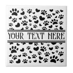 Hondenpootafdruk en harten met aangepaste naam tegeltje
