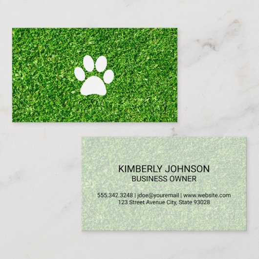 Hondenpootafdruk | Groen gras Achtergrond Visitekaartje (Voorkant / Achterkant)