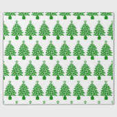 Hondenpootafdruk Groene Kerstboom Cadeaupapier (Vlak)