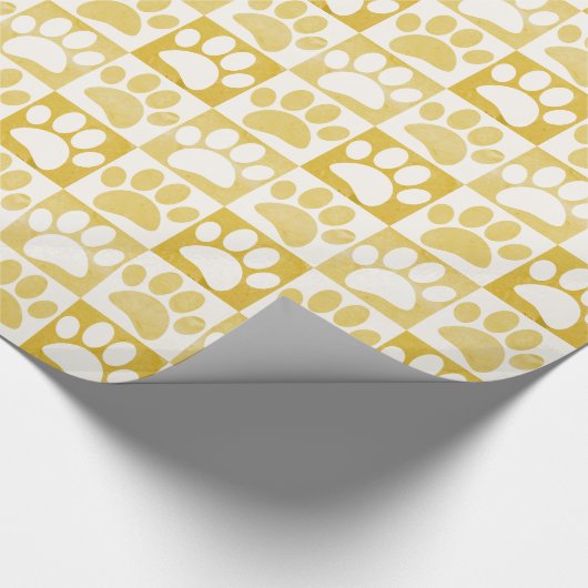 Hondenpootafdruk in vierkanten  Patroon Aangepast Cadeaupapier (Hoek)