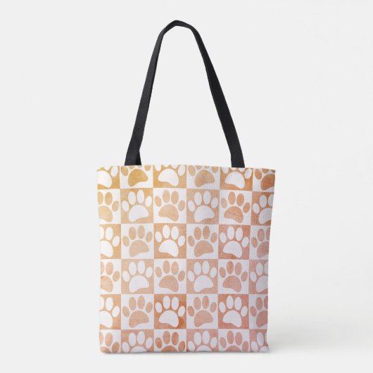 Hondenpootafdruk in vierkanten  Patroon Aangepast Tote Bag (Achterkant)