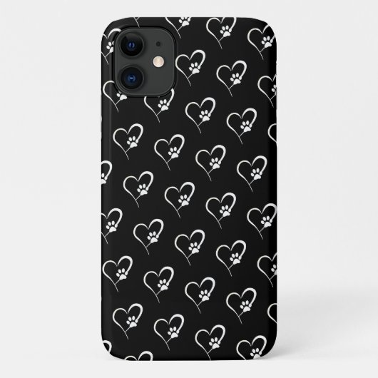Hondenpootafdruk in witte hart Case-Mate iPhone ho Case (Achterkant)