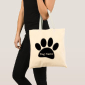 Hondenpootafdruk met aangepaste hondennaam tote bag (Voorkant (product))