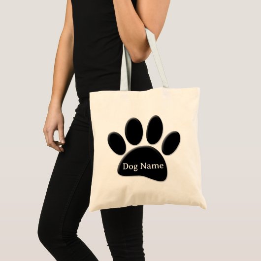Hondenpootafdruk met aangepaste hondennaam tote bag (Voorkant (product))