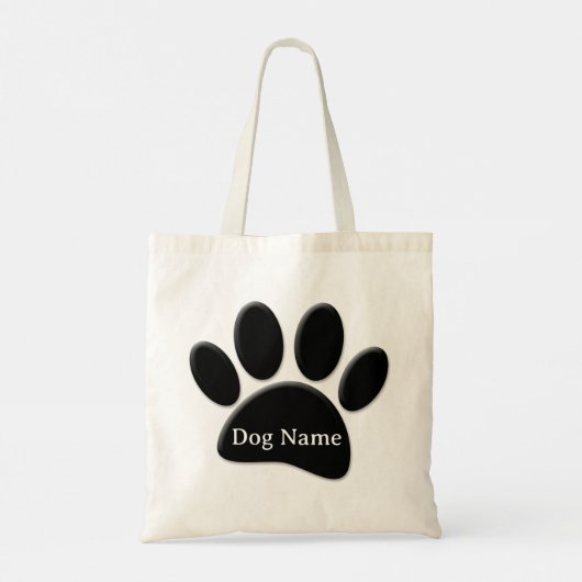 Hondenpootafdruk met aangepaste hondennaam tote bag (Achterkant)