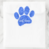 Hondenpootafdruk met aangepaste naam Blauwe waterv Ronde Sticker (Tas)