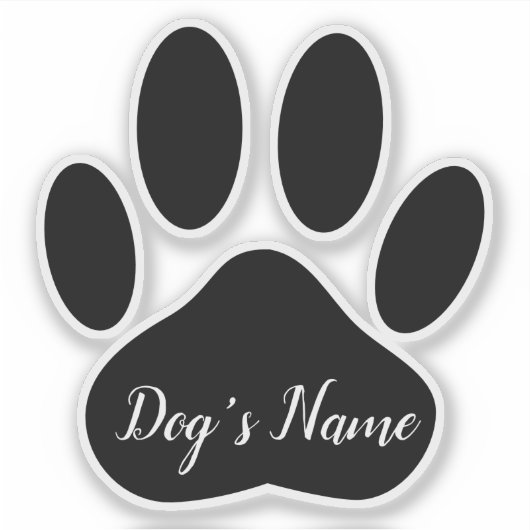 Hondenpootafdruk met aangepaste naam gepersonalise sticker (Voorkant)