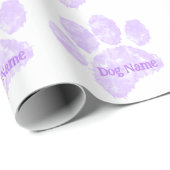 Hondenpootafdruk met aangepaste naam pastel waterv cadeaupapier (Rol Hoek)