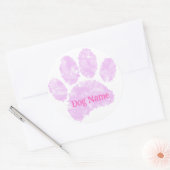 Hondenpootafdruk met aangepaste naam pastel waterv ronde sticker (Envelop)