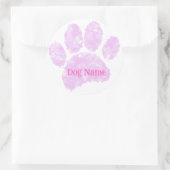 Hondenpootafdruk met aangepaste naam pastel waterv ronde sticker (Tas)