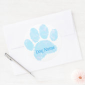 Hondenpootafdruk met aangepaste naam pastel waterv ronde sticker (Envelop)