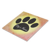 hondenpootafdruk met aangepaste naam tegeltje (Zijkant)