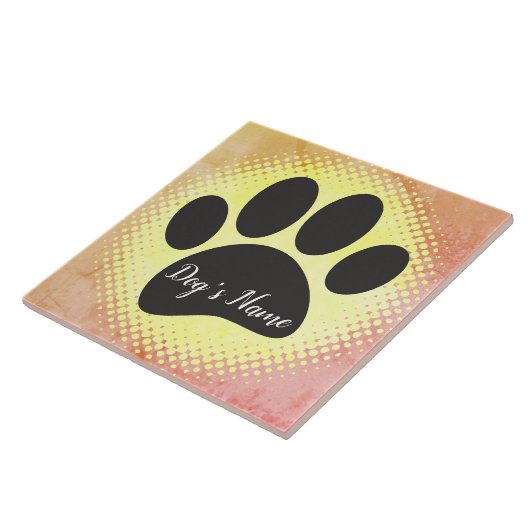  hondenpootafdruk met aangepaste naam tegeltje (Zijkant)