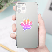 Hondenpootafdruk met aangepaste naam waterverf sticker (Telefoon)
