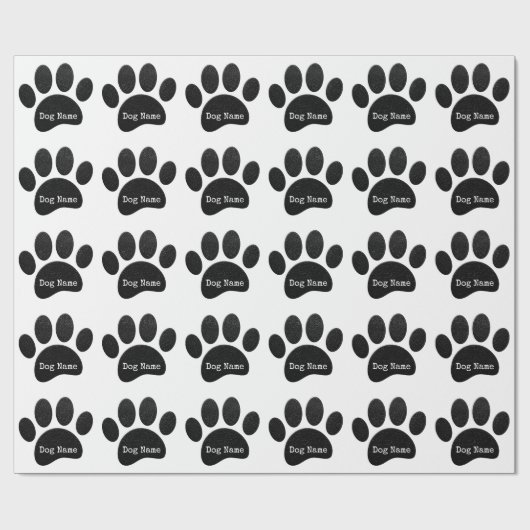 Hondenpootafdruk met aangepaste typemachinennaam cadeaupapier (Vlak)