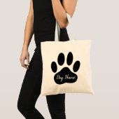 Hondenpootafdruk met bewerkbare naam tote bag (Voorkant (product))