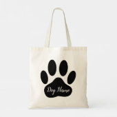 Hondenpootafdruk met bewerkbare naam tote bag (Achterkant)