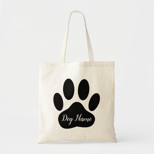 Hondenpootafdruk met bewerkbare naam tote bag (Voorkant)
