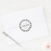 Hondenpootafdruk Ronde Frame Zwart Wit Sticker (Envelop)