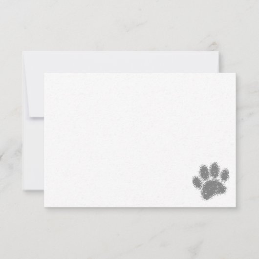 Hondenpootafdruk rubberen stempel effect blanco notitiekaartje (Voorkant)