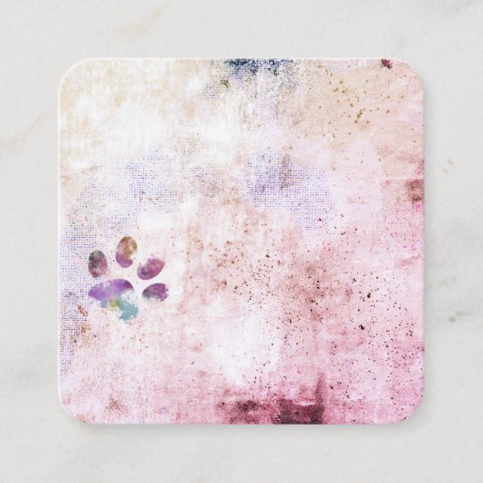 Hondenpootafdruk waterverf splatter verfontwerp vierkante visitekaartje (Voorkant)