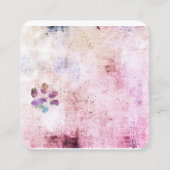 Hondenpootafdruk waterverf splatter verfontwerp vierkante visitekaartje (Achterkant)