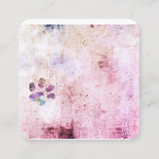 Hondenpootafdruk waterverf splatter verfontwerp vierkante visitekaartje (Achterkant)